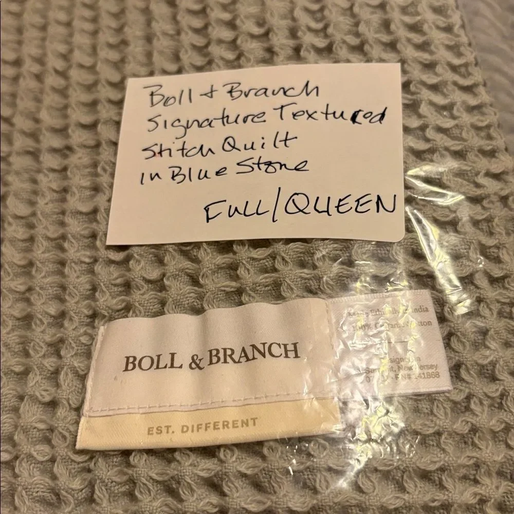 NEW Boll & Branch Signature Textured Stitch Quilt in Bluestone $549